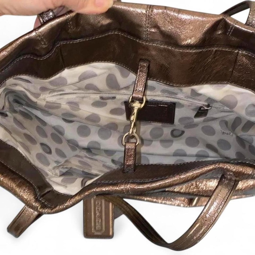 Coach Metallic Leather Embossed Tote - Picture 11 of 15
